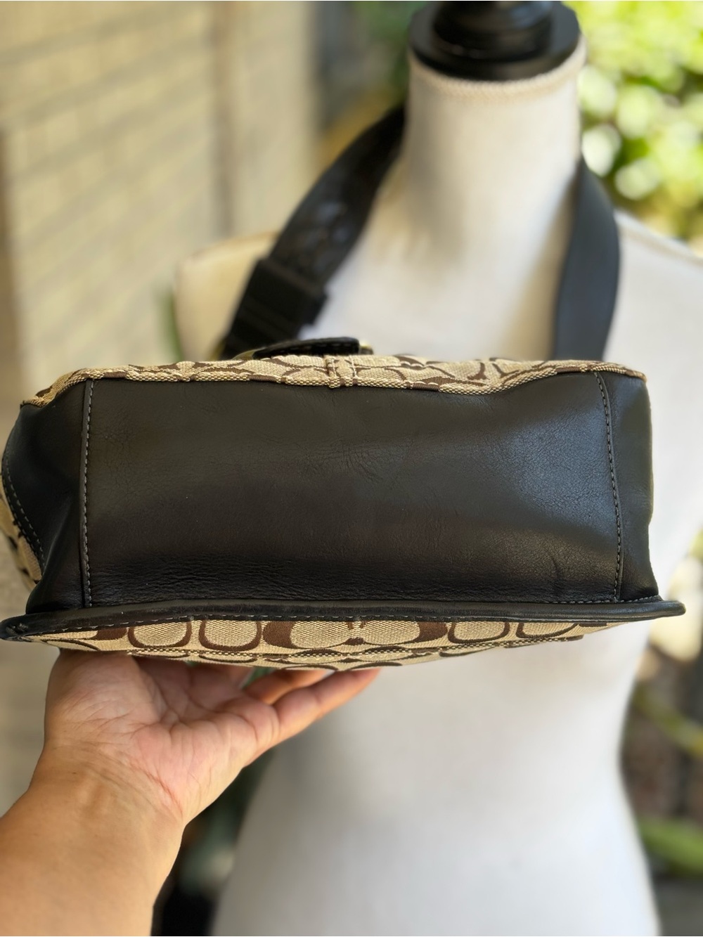 Coach Bleecker Legacy Signature Buckle Flap Hobo Bag Khaki Mahogany Style 11434 - Picture 10 of 16